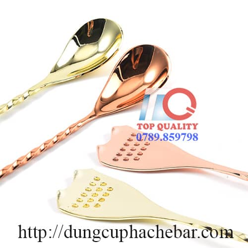 muỗng khuấy bar cafe 40cm màu vàng hồng cao cấp