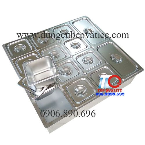 quầy inox giữ lạnh: bán trái cây, topping, trà sữa