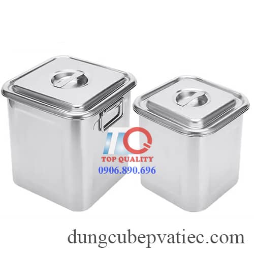 thùng inox 304 vuông chữ nhật, thùng inox vuông có nắp, thùng inox chữ nhật có nắp, thùng sốt inox