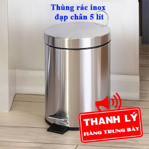 thùng rác inox bàn học, thùng rác inox bàn làm việc, thùng rác inox phòng ngủ, thanh lý thùng rác đạp chân