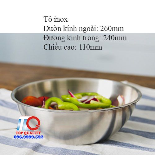 Tô inox đánh trứng trộn bột 260mm