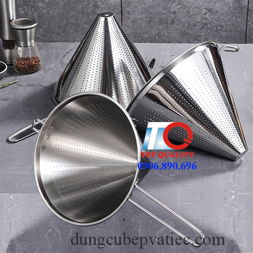 phểu lọc inox, lọc inox, vợt lọc inox, lượt dầu chiên, vớt thực phẩm