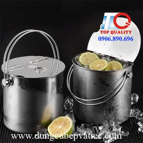 xô inox, xô inox có nắp, xô đựng đá, xô inox ướp bia, thùng inox đựng đá