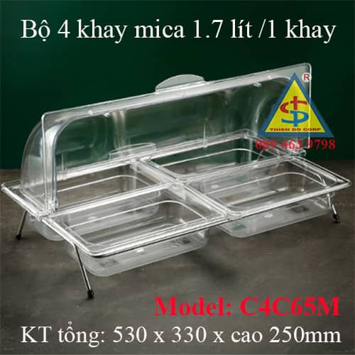 4 khay nhựa mica có nắp đựng giò chả thịt nguội bán bánh mì, bộ khay đựng gia vị tự chọn