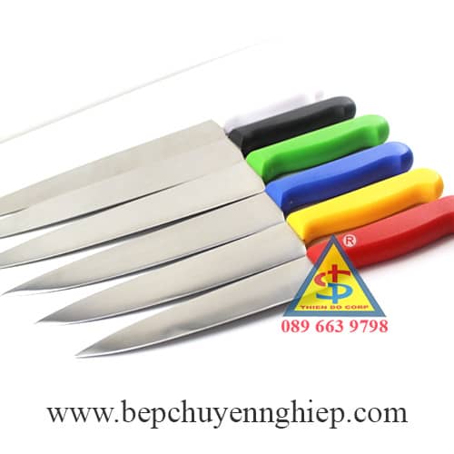 bán dao làm bếp, dao inox cán màu, kích thước dao các màu, dao làm bếp cán 6 màu, stainless steel knife ho chi minh city