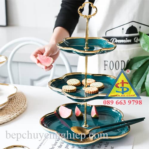 Dĩa bánh 3 tầng, dĩa tiệc trà 3 tầng, dia 3 tang, dĩa đựng trái cây 3 tầng, dĩa trang trí tiệc trà buffet