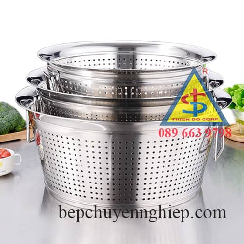 giỏ inox, rổ inox hình nón, rổ luộc tôm, rổ hầm xương, rổ vo gạo, rổ rửa hải sản