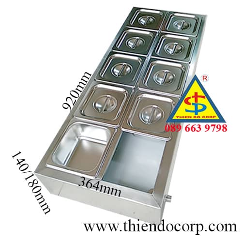 hộp topping 10 khay inox. ban hop topping 10 khay, gia hop dung topping