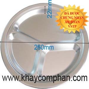 Khay ăn inox an toàn cho em bé, khay ăn inox trẻ em, khay ăn inox mầm non, khay ăn inox tiểu học, khay cơm inox tròn 3 ngăn