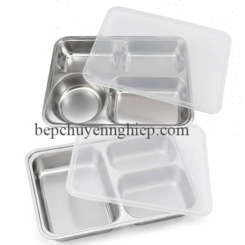 khay đựng cơm 3 4 ngăn inox 304 cho trẻ em mầm non tiểu học