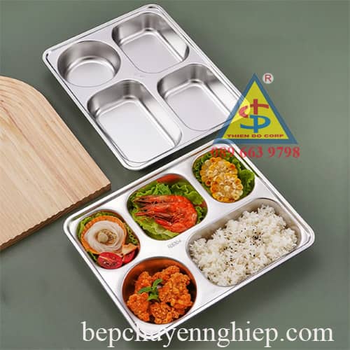 khay cơm inox 304, khay cơm inox 4 ngăn, khay cơm inox 5 ngăn, khay cơm học sinh, khay cơm sinh viên 