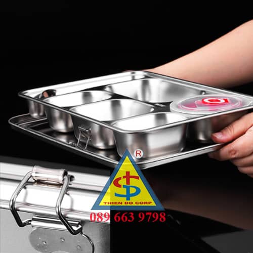 hop com 6 o, hop inox dung com, khay com inox han quoc 6 o