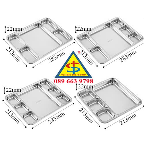 kich thuoc khay inox, khay an nhieu ngan, khay inox vang, khay nhieu o, khay dung bbq, khay dung do nuong