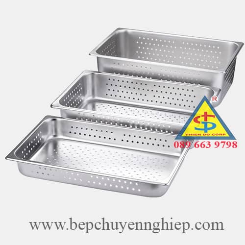 Khay GN lổ, khay GN 1/1 có lổ, khay inox có lổ, cong inox có lổ, khay inox chữ nhật có lổ