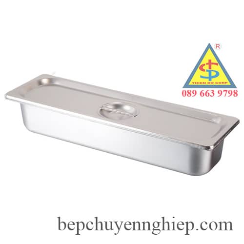 khay inox chữ nhật gn 2/4, khay inox chữ nhật dài, khay inox dài 50 53cm, khay inox chữ nhật dài có nắp đậy