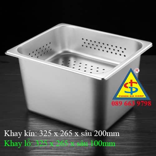 khay inox rổ vuông sâu 10cm