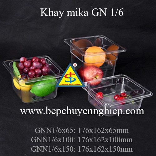 khay mika nhựa gn 1/6, khay 1/6, pc food pan, pc food tray 1/6