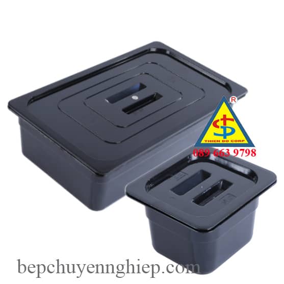 hộp nhựa đen nắp đen đựng thực phẩm, công nhựa đen, khay GN nhựa đen có nắp đen, khay chữ nhật màu đen có nắp đen
