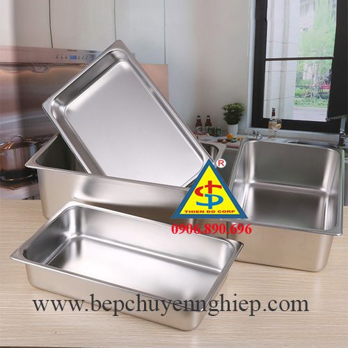 khay inox co nap size lon, khay inox chu nhat co nap