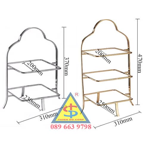 khung inox 2 tang, khung inox 3 tang, ke trang tri tiec tra, ke trang tri tiec buffet, ke trang tri tiec tra