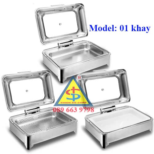 noi buffet chu nhat cao cap 1 khay inox 1 khay su 1 khay inox co lo