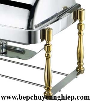 nồi hâm thức ăn buffet HCN nắp tròn chân trụ mạ giả gỗ mạ vàng
