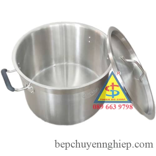 nồi inox 3 đáy thấp, nồi lùn inox 304 3 đáy công nghiệp, nồi lùn bếp từ