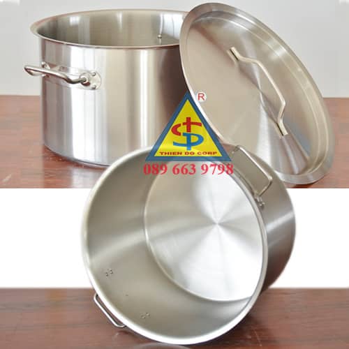 nồi inox thấp nấu bếp từ, nồi kho thịt nấu bếp từ, nồi luộc gà nấu bếp từ, nồi canh nấu bếp từ