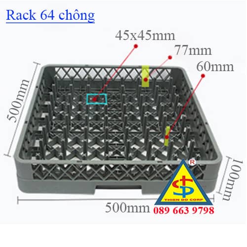 rack 64 chong, rack 64 chông, rack rửa chén dĩa, rack chông trong máy rửa bát công nghiệp, rack rua to, rổ rửa chén bát công nghiệp