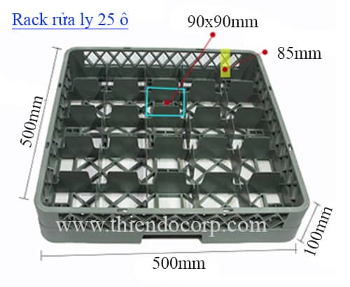 rack ly 25 ô, rack rửa ly 25 ngăn