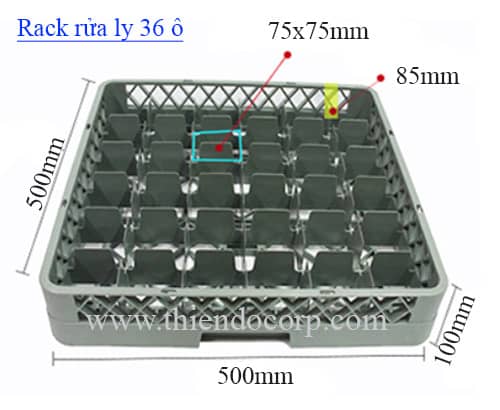 rack ly 36 ô, rack rửa ly 36 ngăn