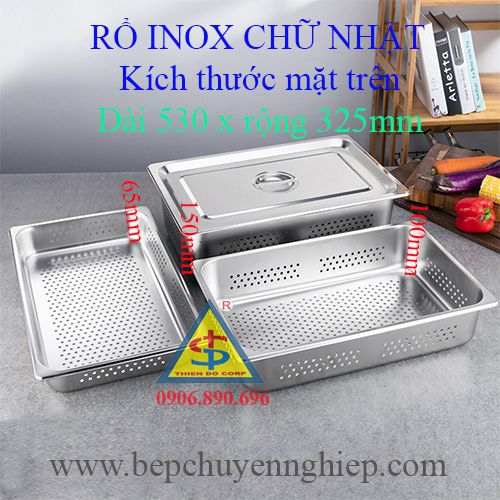 ro inox chu nhat, ro inox co nap, ban ro inox gan day 