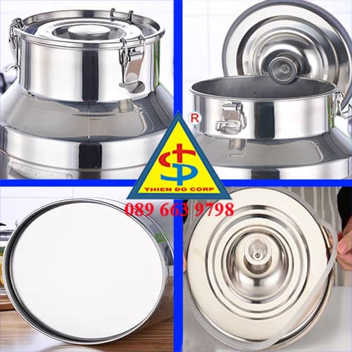 thùng inox tròn, thùng inox cao, thùng inox đựng sữa tươi, thùng inox đựng gạo, thùng inox đựng dầu ăn, thùng inox 10 20 30 40 50 60 lít