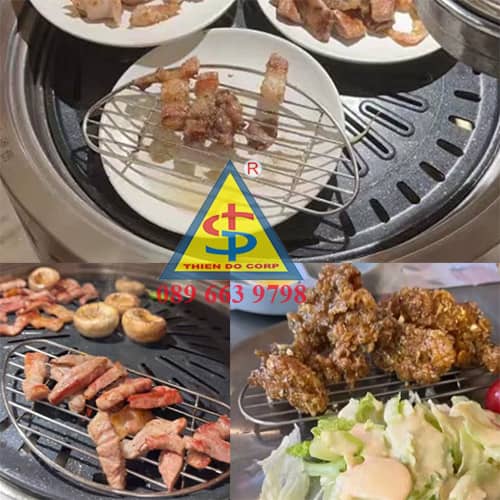 Vỉ inox để khay, Giá inox thoát dầu, Rack inox kê thực phẩm, vỉ inox nữa tròn, vỉ inox có chân