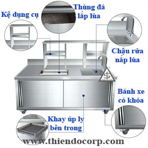 xe bán trà sữa inox, xe inox bán trà sữa, quầy bán trà sữa inox, quầy inox bán trà sữa