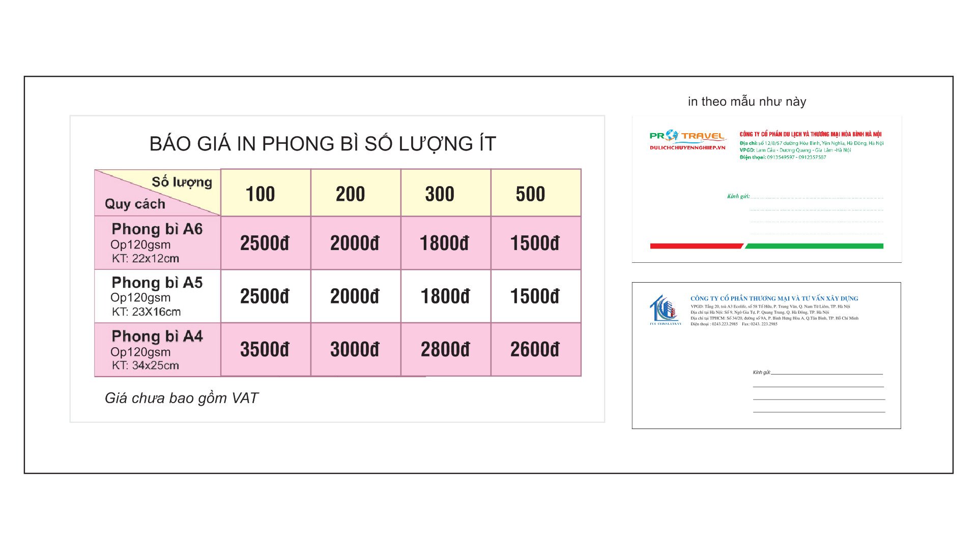 Báo giá in phong bì