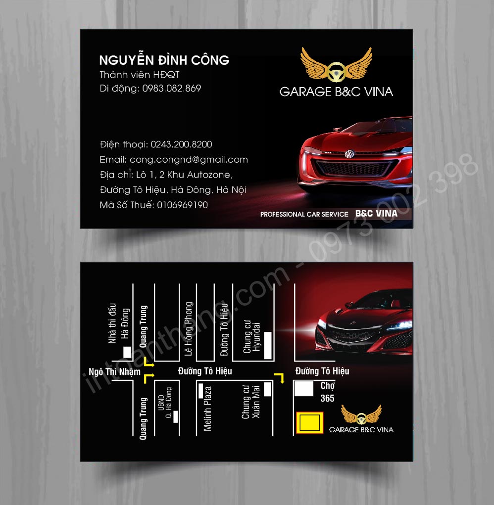 mẫu card gara ô tô