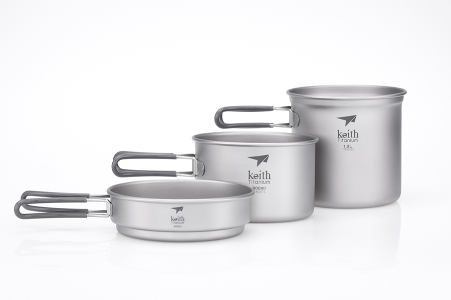 Bộ nồi Keith 3-Piece Titanium Pot and Pan Cook Set Ti6014