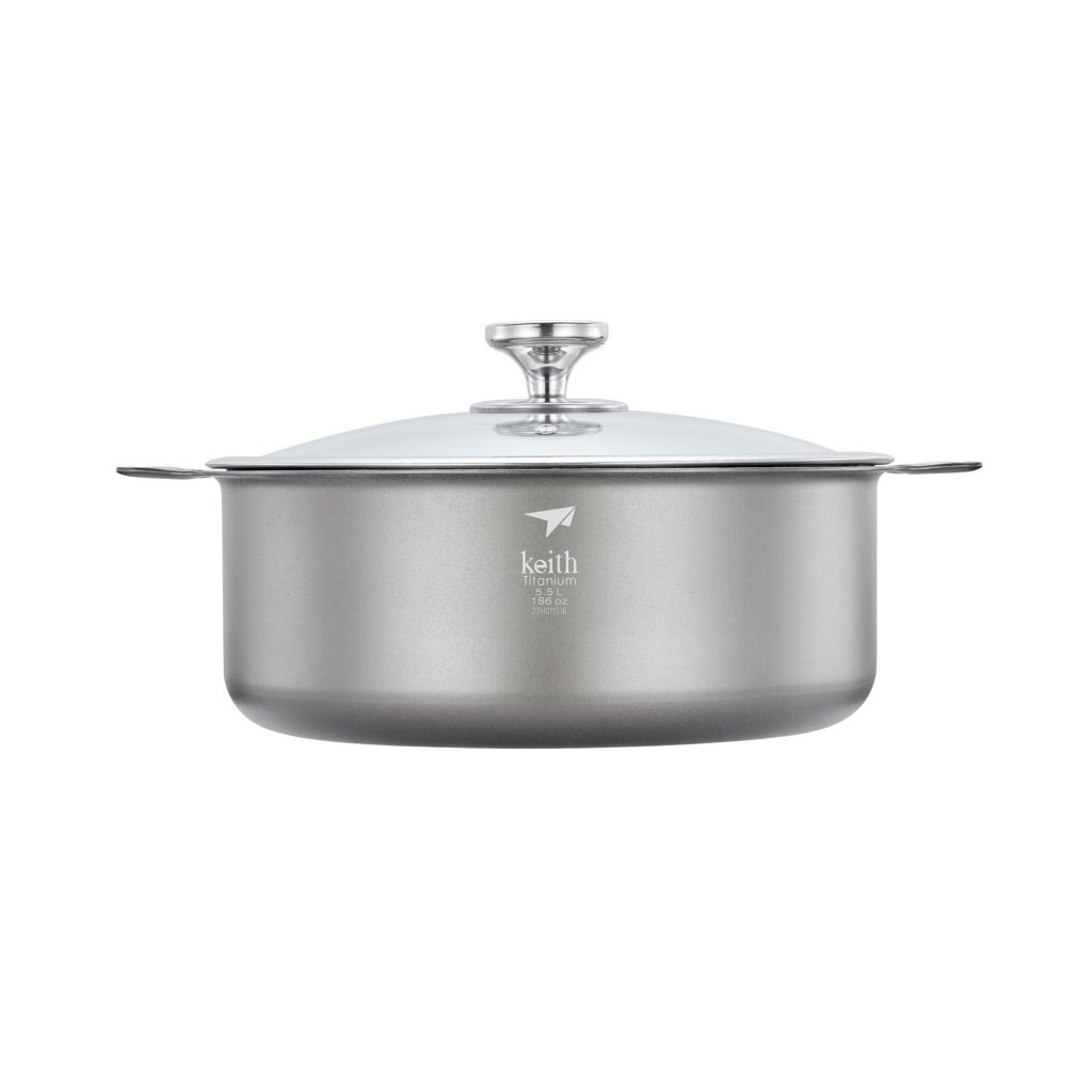 Nồi titanium 5,5 L nắp kính Keith Ti8125