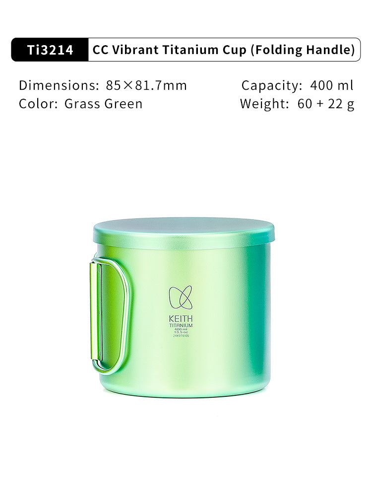 Keith Ti3214 - Single-Wall Titanium Mug with Folding Handle and Lid