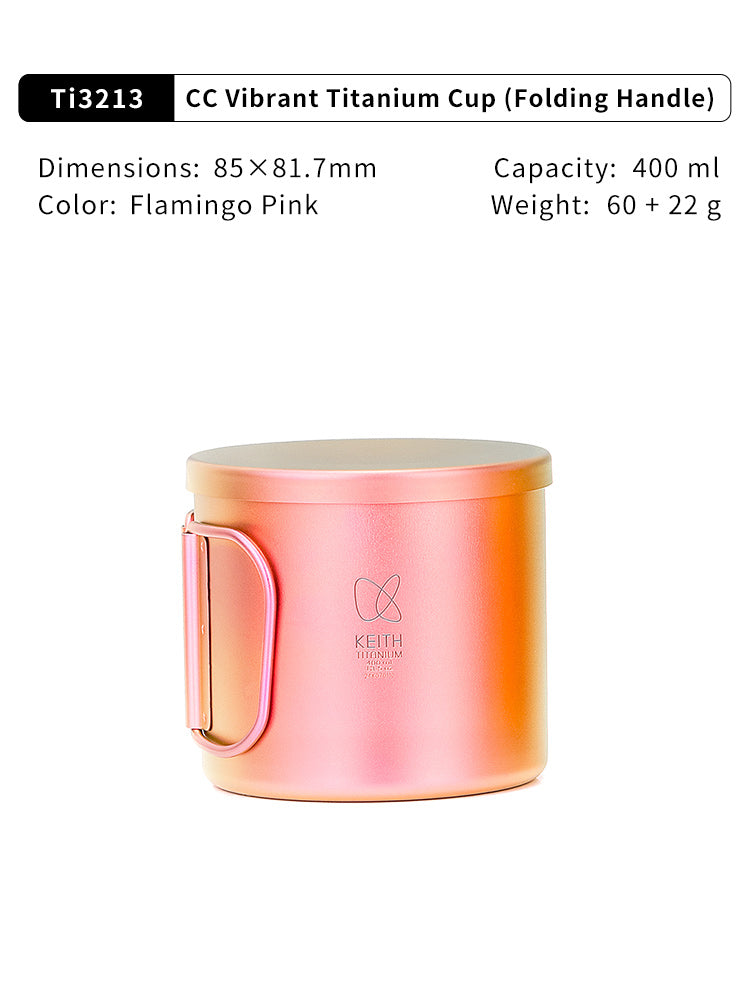 Keith Ti3213 - Single-Wall Titanium Mug with Folding Handle and Lid