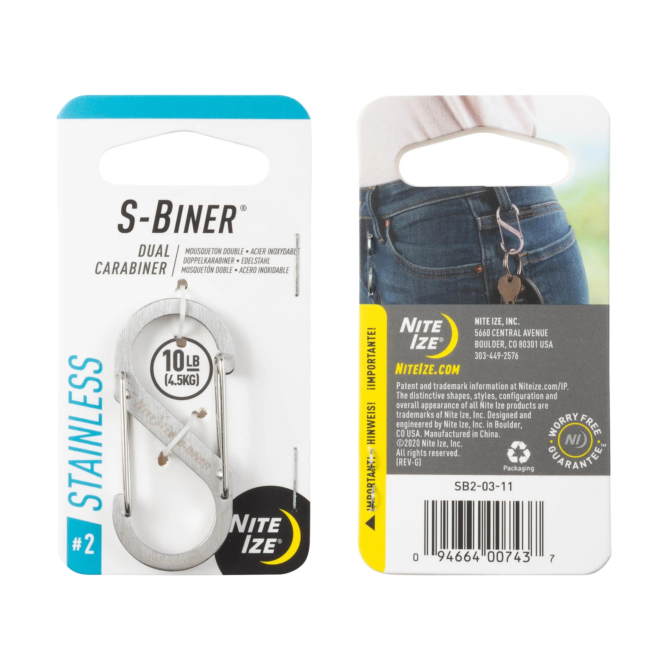 Móc khóa Nite Ize S-biner #2 Stainless Steel