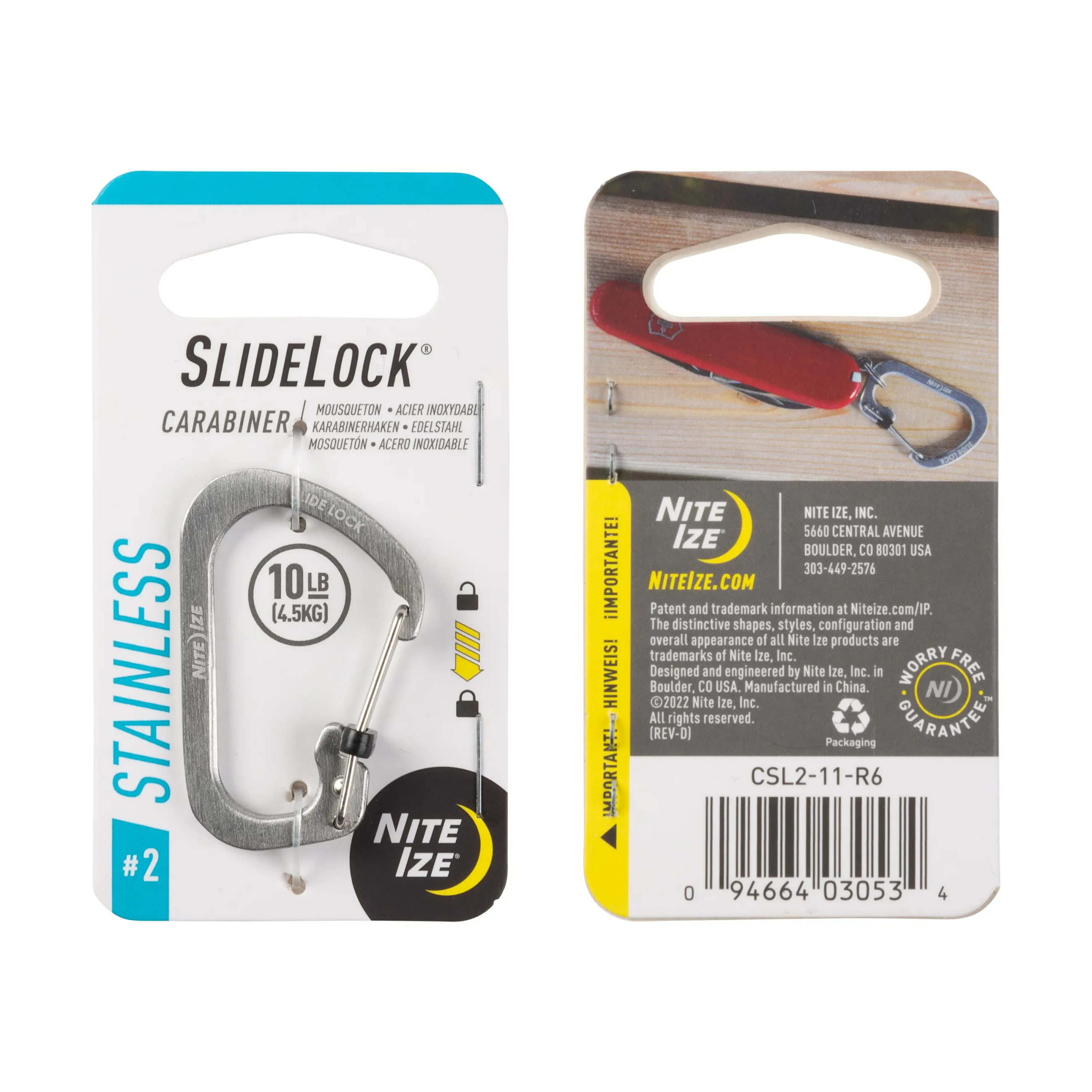 Móc khóa Nite Ize Slidelock Carabiner #2 Stainless Steel