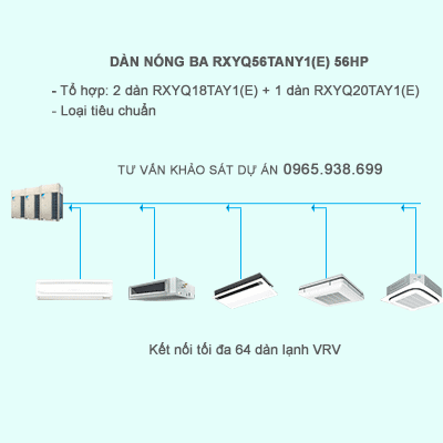 Điều hòa trung tâm Daikin VRV IV RXYQ56TANY1E 56HP 2 chiều