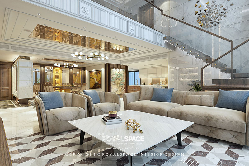 Hình ảnh điều hòa giấu trần nối ống gió lắp cho phòng khách hiện đại