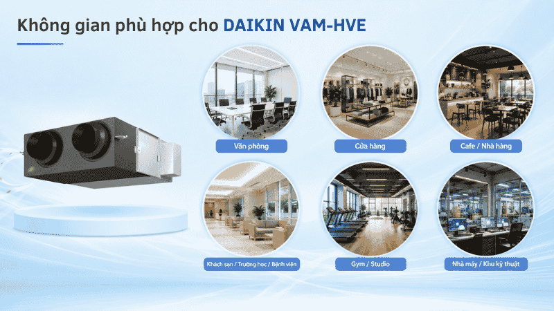 Quạt thông gió cấp khí tươi VAM-HVE phù hợp đa dạng không gian