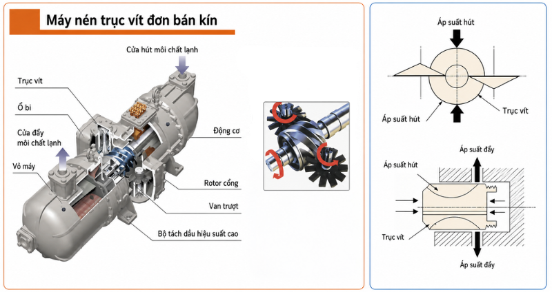 Chiller ZUW-B sử dụng máy nén trục vít đơn bán kín