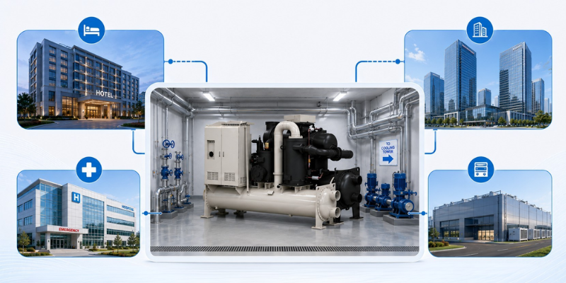 Chiller giải nhiệt nước ZUWV giải pháp cho trường học, trung tâm dữ liệu, nhà máy Chiller giải nhiệt nước ZUWV giải pháp cho trường học, trung tâm dữ liệu, nhà máy