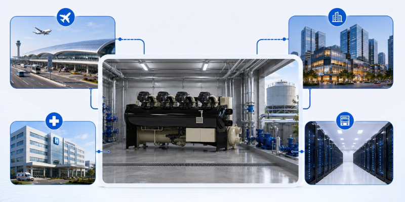 Chiller HXE cho trung tâm dữ liệu bệnh viện và công trình công suất lớn Chiller HXE cho trung tâm dữ liệu bệnh viện và công trình công suất lớn
