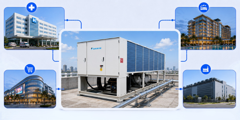 Chiller UAA/UAY-ST3-FAAE giải pháp cho bệnh viện, khách sạn, cao ốc và nhà máy